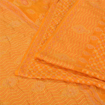 Sanskriti Vintage Yellow Indian Sarees Pure Silk Woven Premium Sari Sustainable Fabric