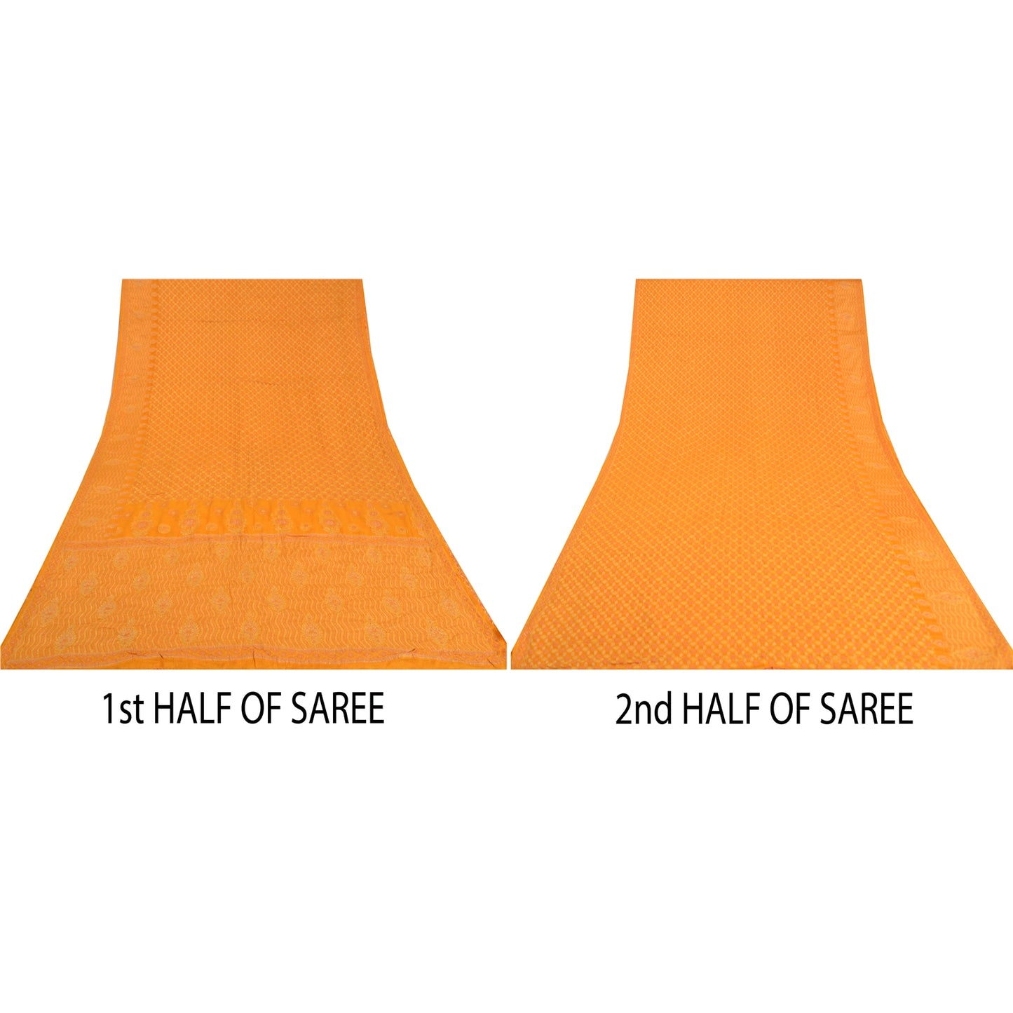 Sanskriti Vintage Yellow Indian Sarees Pure Silk Woven Premium Sari Sustainable Fabric