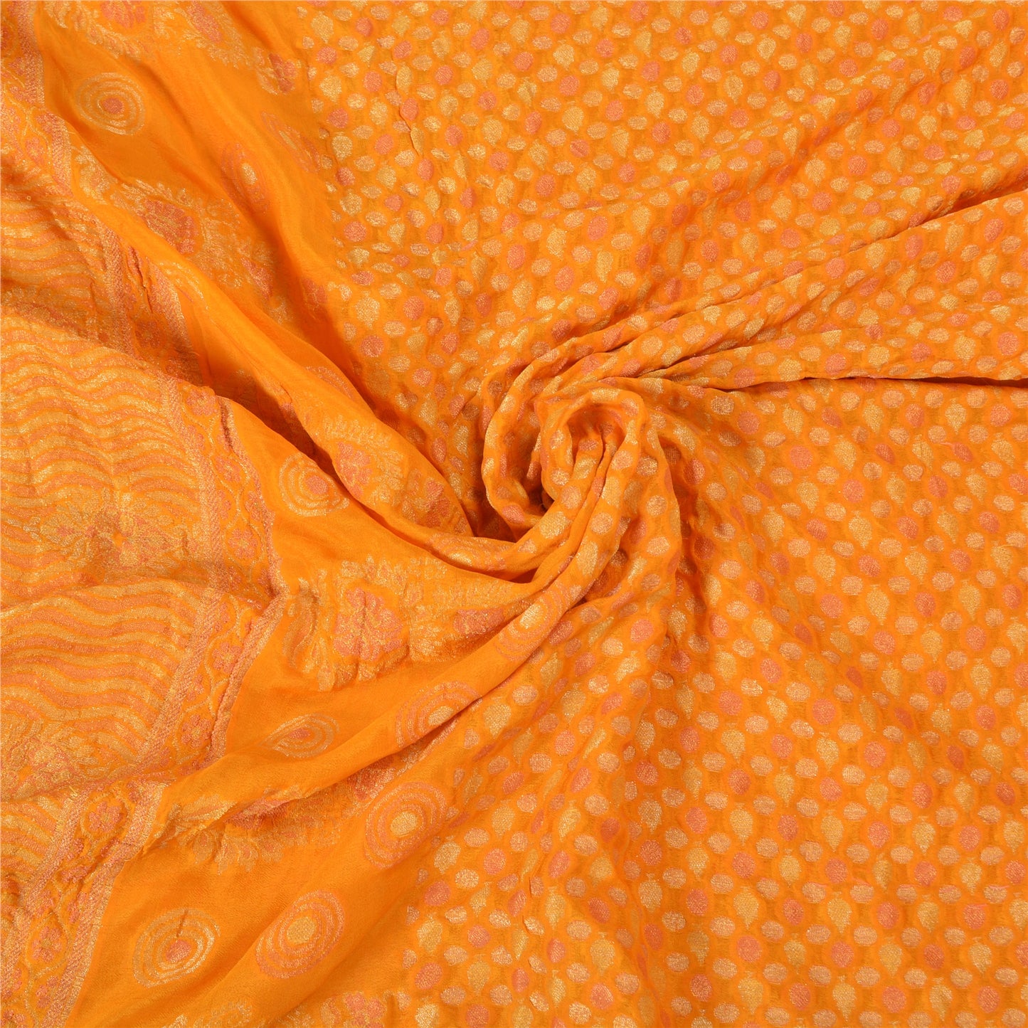 Sanskriti Vintage Yellow Indian Sarees Pure Silk Woven Premium Sari Sustainable Fabric