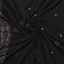 Load image into Gallery viewer, Sanskriti Vintage Black Sarees Pure Georgette Handmade Chikankari Sari Fabric
