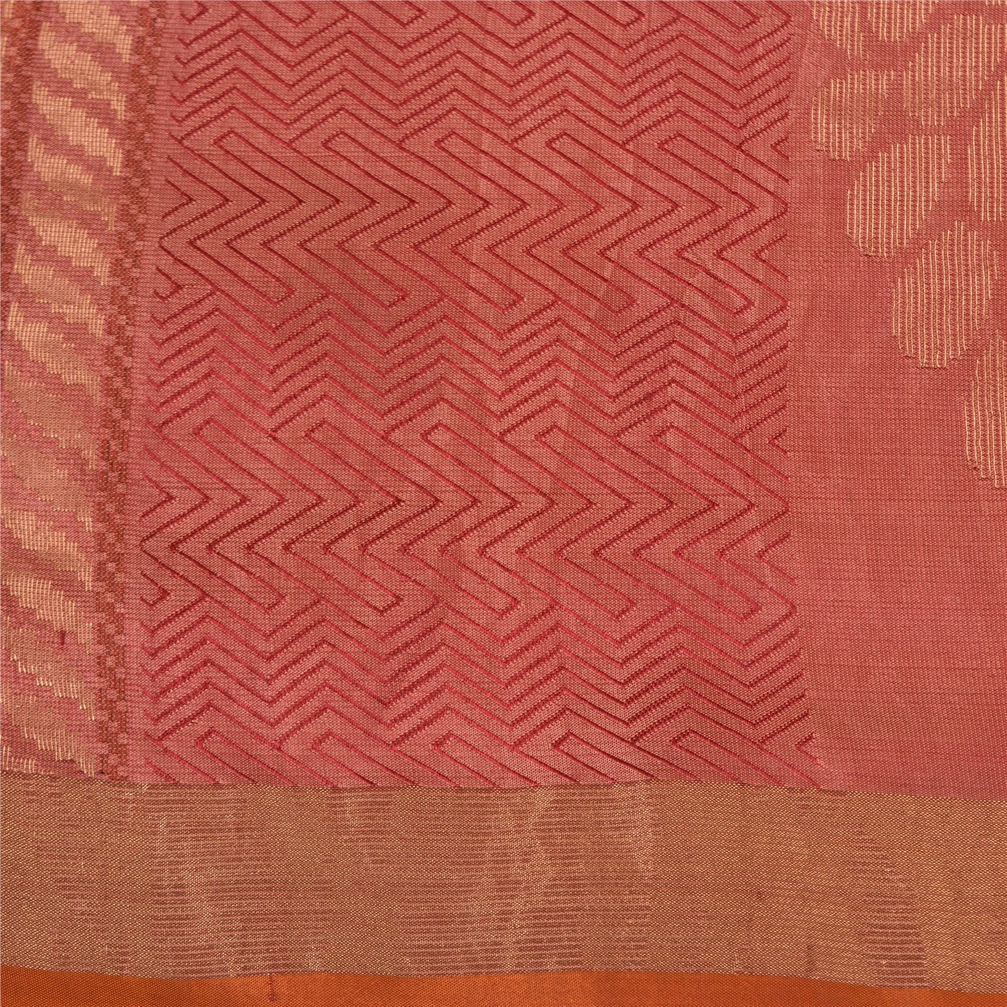 Sanskriti Vintage Orange/Pink Sarees Ren Silke Vævet Banarasi Zari Sari Bæredygtigt stof