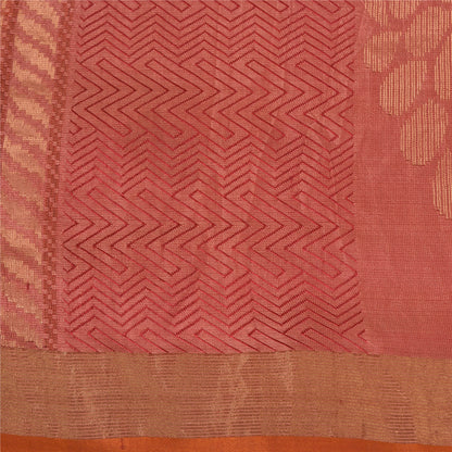 Sanskriti Vintage Orange/Pink Sarees Ren Silke Vævet Banarasi Zari Sari Bæredygtigt stof