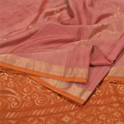 Sanskriti Vintage Orange/Pink Sarees Ren Silke Vævet Banarasi Zari Sari Bæredygtigt stof