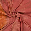 Sanskriti Vintage Orange/Pink Sarees Ren Silke Vævet Banarasi Zari Sari Bæredygtigt stof