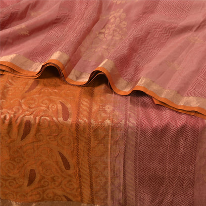 Sanskriti Vintage Orange/Pink Sarees Ren Silke Vævet Banarasi Zari Sari Bæredygtigt stof