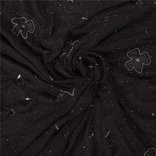 Load image into Gallery viewer, Sanskriti Vintage Black Sarees Pure Chiffon Silk Hand Beaded Sari 5 Yard Fabric
