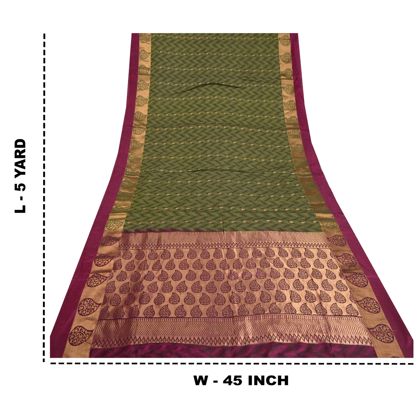 Sanskriti Vintage Green Sarees Pure Silk Woven Brocade/Banarasi Sari Sustainable Fabric
