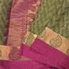 Sanskriti Vintage Green Sarees Pure Silk Woven Brocade/Banarasi Sari Sustainable Fabric