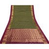 Sanskriti Vintage Green Sarees Pure Silk Woven Brocade/Banarasi Sari Sustainable Fabric