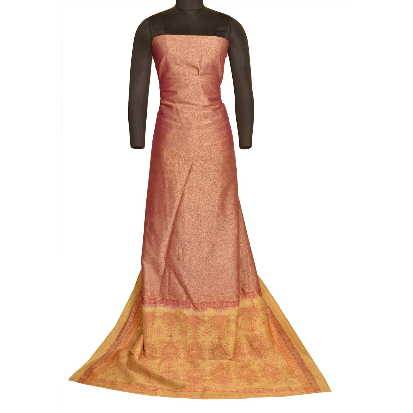 Sanskriti Vintage Purple/Cream Sarees Pure Silk Woven Premium Sari Sustainable Fabric