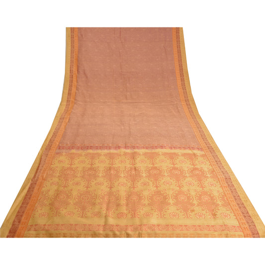 Sanskriti Vintage Purple/Cream Sarees Pure Silk Woven Premium Sari Sustainable Fabric