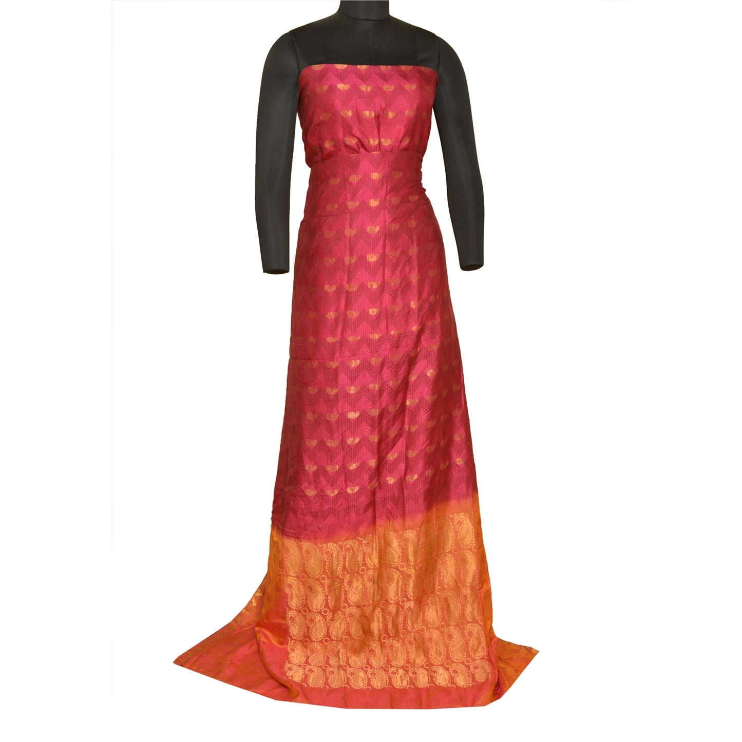 Sanskriti Vintage Peach/Pink Sarees Pure Silk Woven Zari Premium Sari Sustainable Fabric