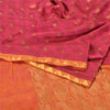 Sanskriti Vintage Peach/Pink Sarees Pure Silk Woven Zari Premium Sari Sustainable Fabric