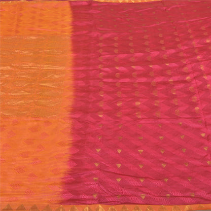 Sanskriti Vintage Peach/Pink Sarees Pure Silk Woven Zari Premium Sari Sustainable Fabric