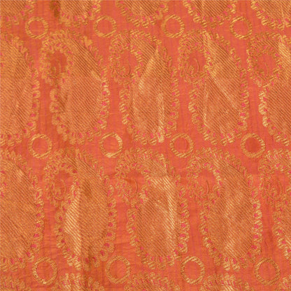 Sanskriti Vintage Peach/Pink Sarees Pure Silk Woven Zari Premium Sari Sustainable Fabric