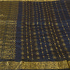 Sanskriti Vintage Blue/Brown Sarees Pure Silk Woven Brocade/Banarasi Sari Sustainable Fabric