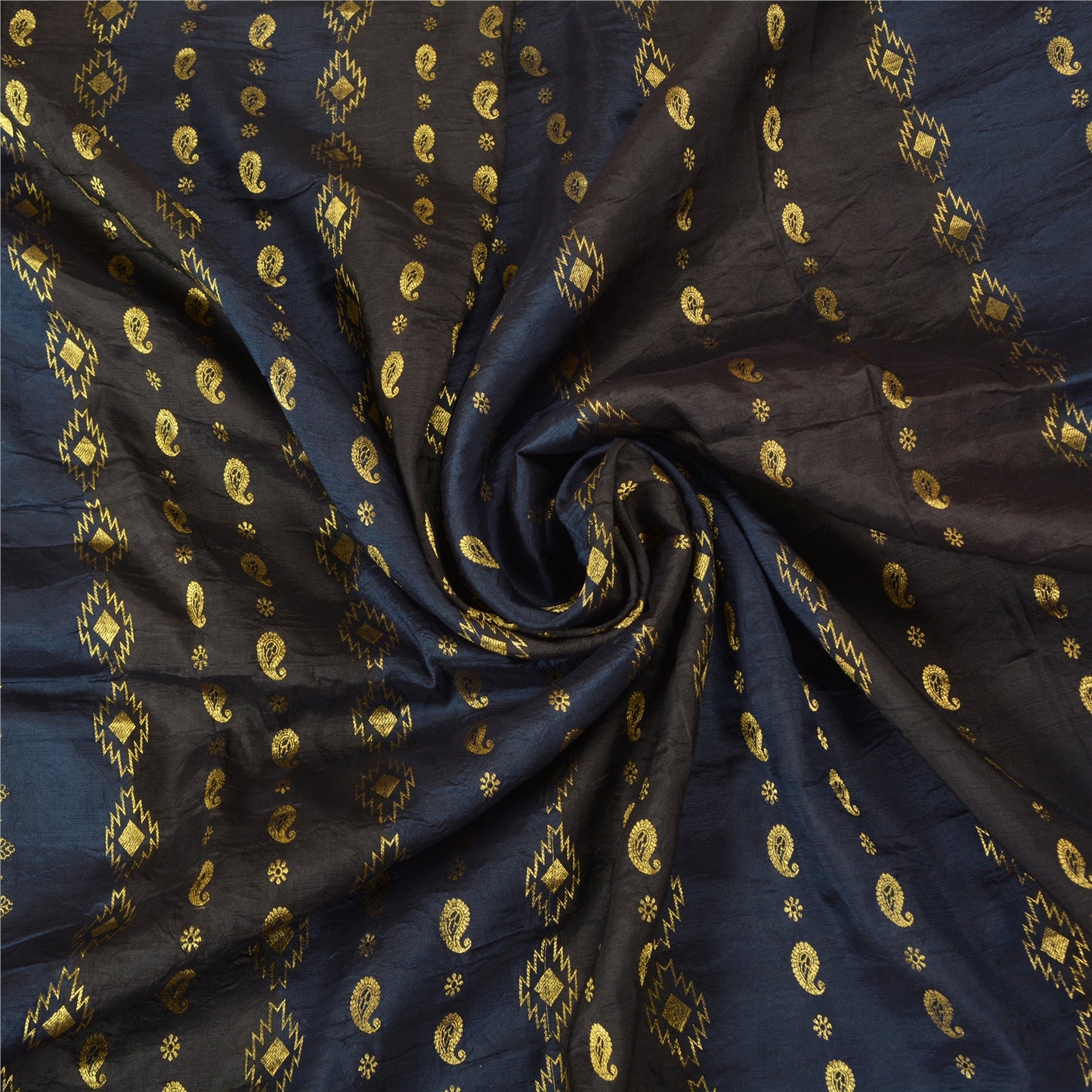 Sanskriti Vintage Blue/Brown Sarees Pure Silk Woven Brocade/Banarasi Sari Sustainable Fabric