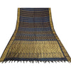 Sanskriti Vintage Blue/Brown Sarees Pure Silk Woven Brocade/Banarasi Sari Sustainable Fabric