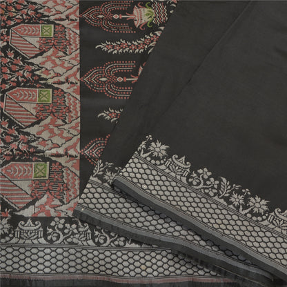 Sanskriti Vintage Black Indian Sarees Art Silk Woven Unique Sari 5 YD Sustainable Fabric