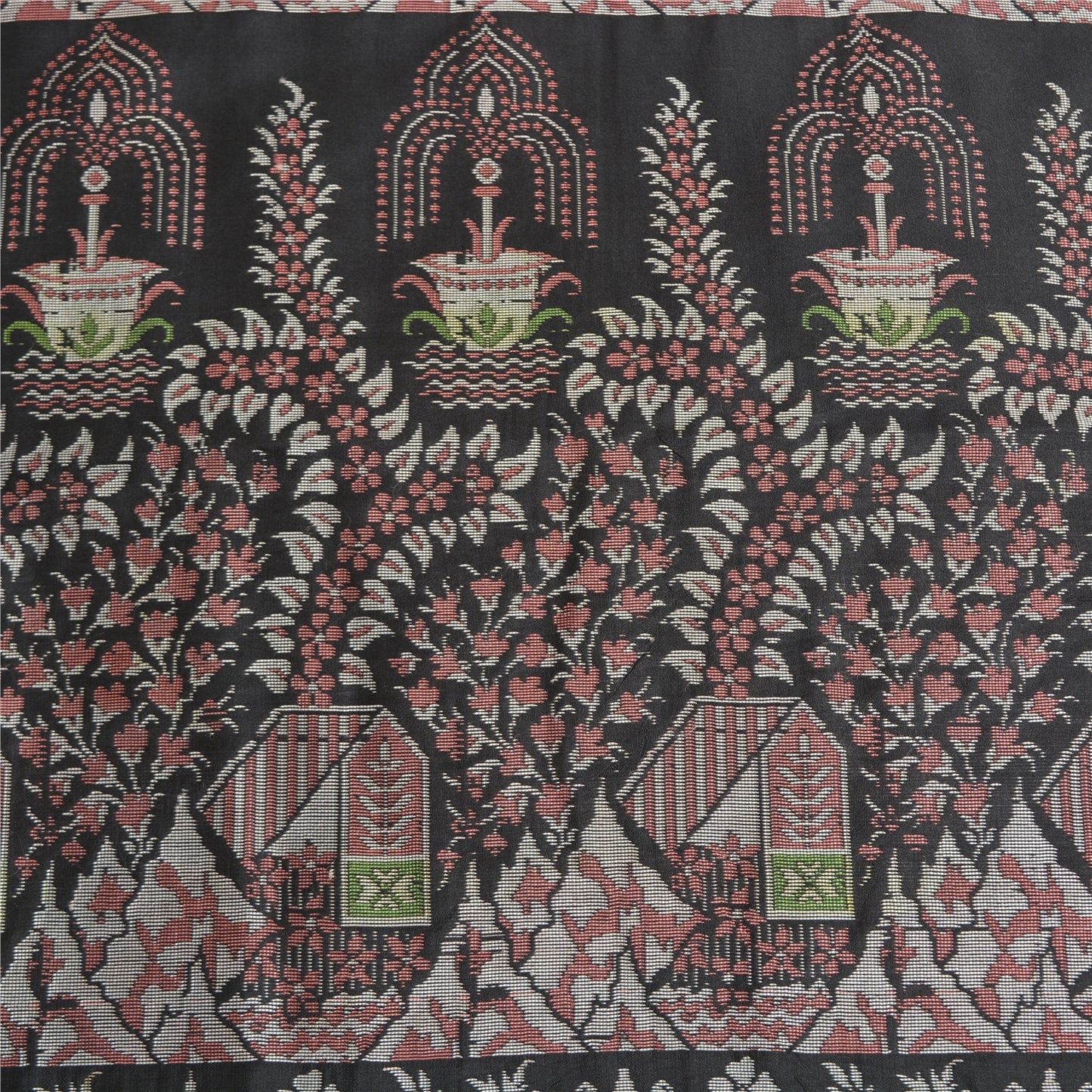Sanskriti Vintage Black Indian Sarees Art Silk Woven Unique Sari 5 YD Sustainable Fabric