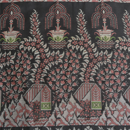 Sanskriti Vintage Black Indian Sarees Art Silk Woven Unique Sari 5 YD Sustainable Fabric
