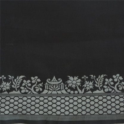 Sanskriti Vintage Black Indian Sarees Art Silk Woven Unique Sari 5 YD Sustainable Fabric