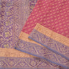 Sanskriti Vintage Pink/Lilla Sarees Pure Silke Woven Jamdani Special Sari Sustainable Stof