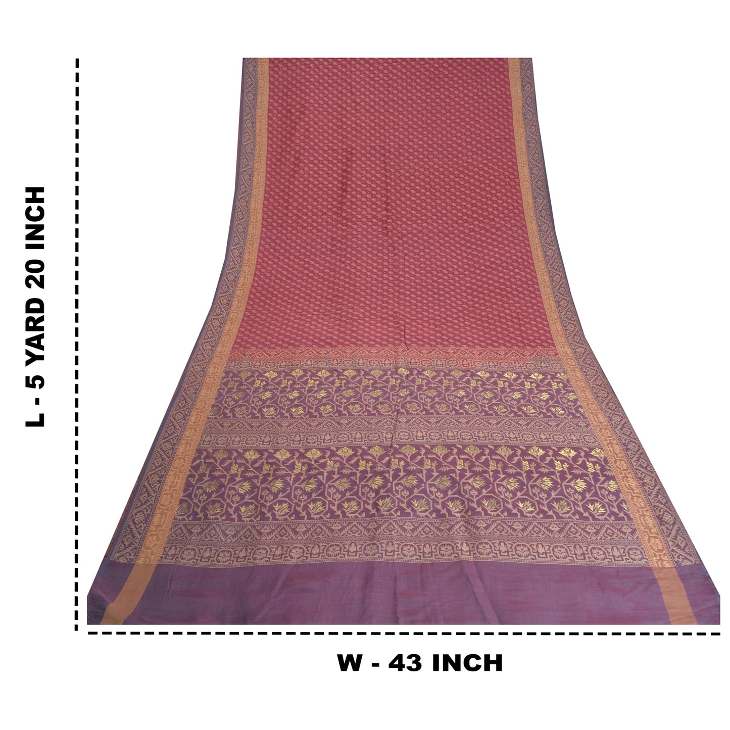 Sanskriti Vintage Pink/Lilla Sarees Pure Silke Woven Jamdani Special Sari Sustainable Stof