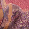 Sanskriti Vintage Pink/Lilla Sarees Pure Silke Woven Jamdani Special Sari Sustainable Stof