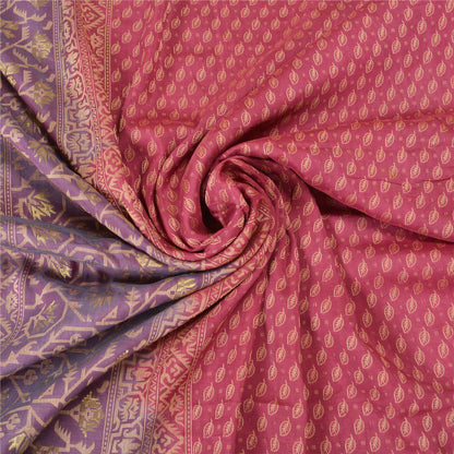 Sanskriti Vintage Pink/Lilla Sarees Pure Silke Woven Jamdani Special Sari Sustainable Stof