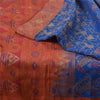 Sanskriti Vintage Blå/Mørkerøde Sarier 100% Ren Silke Vævet Tanchoi Sari Bæredygtigt Stof