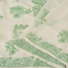 Load image into Gallery viewer, Sanskriti Vintage Ivory Sarees Georgette Hand Embroidered Chikankari Sari Fabric
