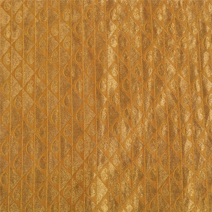 Sanskriti Vintage Orange/Golden Sarees Pure Silk Brocade/Banarasi Sari Sustainable Fabric