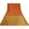 Sanskriti Vintage Orange/Golden Sarees Pure Silk Brocade/Banarasi Sari Sustainable Fabric