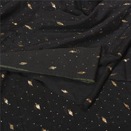 Sanskriti Vintage Black Sarees Pure Georgette Silk Handmade Mukeish Sari Fabric