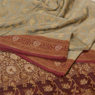 Sanskriti Vintage Dar Red/Grey Sarees 100% Pure Silk Woven Premium Sari Fabric