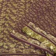 Sanskriti Vintage Purple Sarees Pure Silk Woven Brocade/Banarasi Sari Fabric