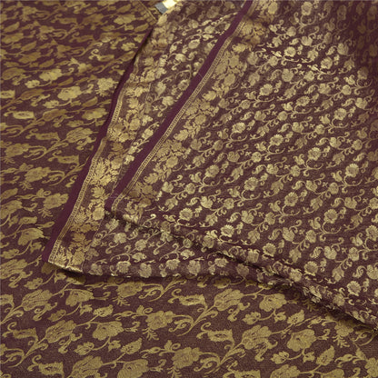 Sanskriti Vintage Purple Sarees Pure Silk Woven Brocade/Banarasi Sari Sustainable Fabric