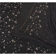 Sanskriti Vintage Black Sarees Pure Crepe Silk Hand Beaded Wedding Sari Fabric