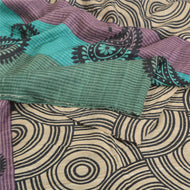 Sanskriti Vintage Multicolor Sarees Pure Handloom Silk Printed Sari 5 YD Fabric
