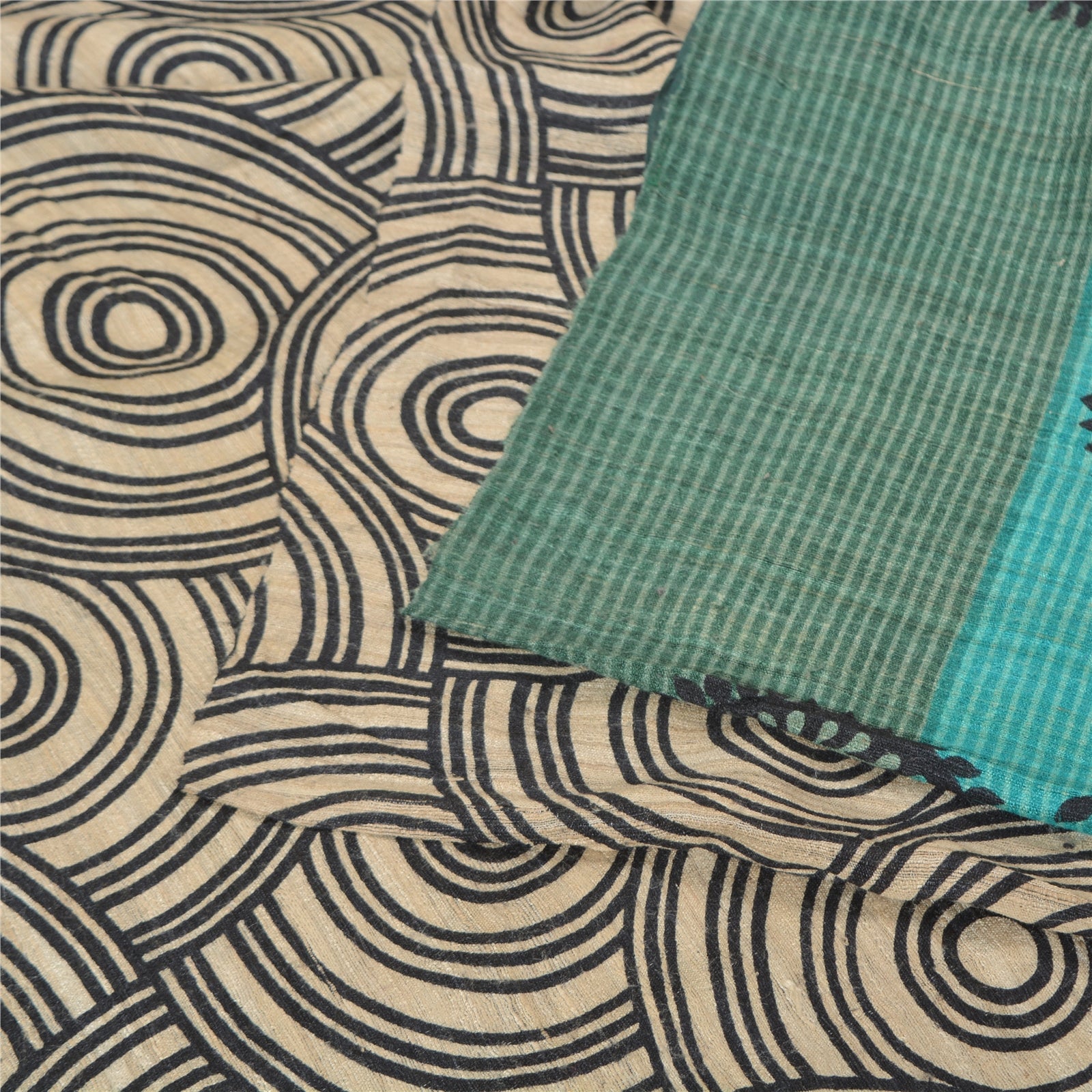 Sanskriti Vintage Saree 100% Pure Handloom Silk Indian Multicolor Hand Block Printed Sarees Abstract 5+Yd Fabric, Sewing Craft Supplies