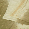 Sanskriti Vintage Green/Ivory Sarees Pure Crepe Silk Hand Beaded Sari Sustainable Fabric