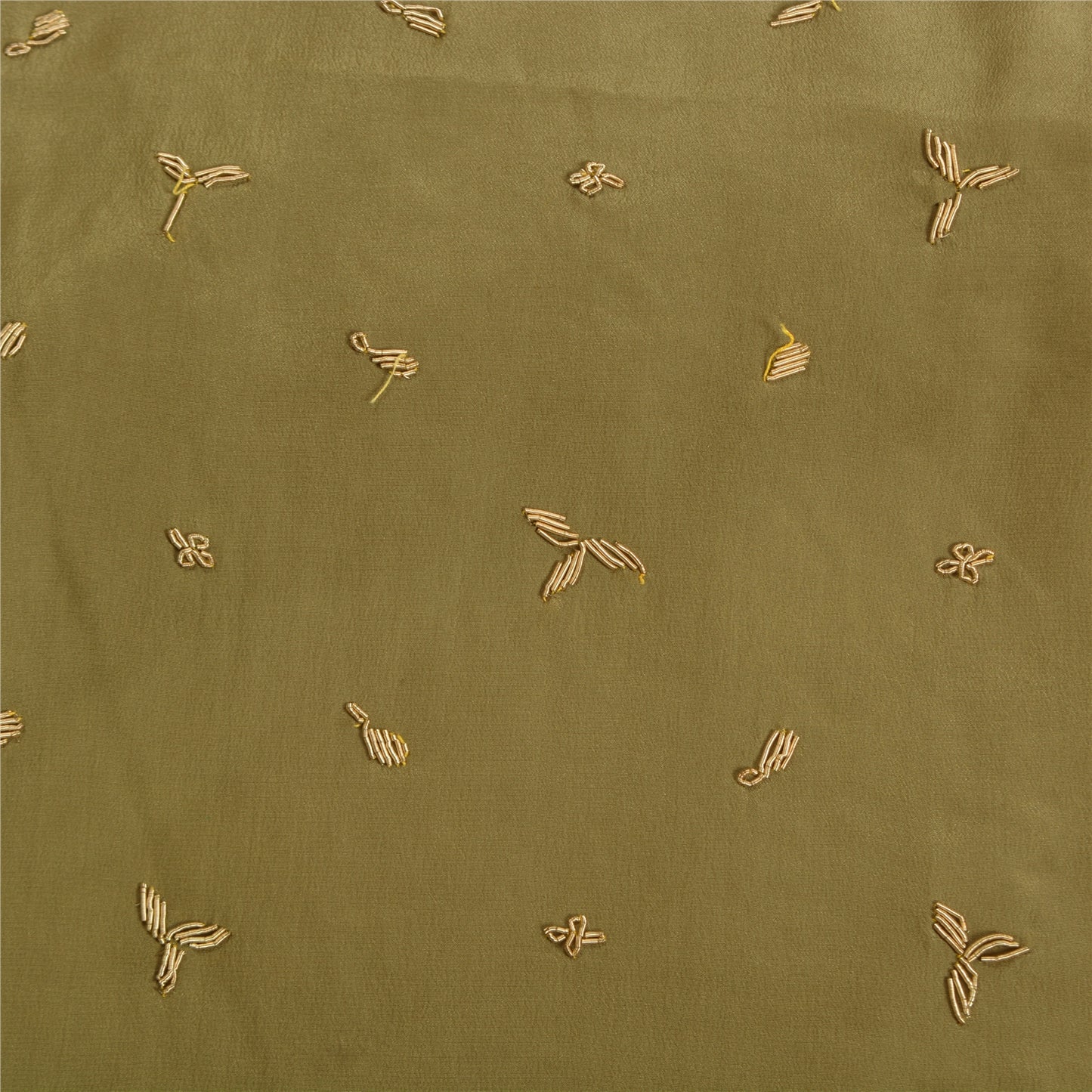 Sanskriti Vintage Green/Ivory Sarees Pure Crepe Silk Hand Beaded Sari Sustainable Fabric