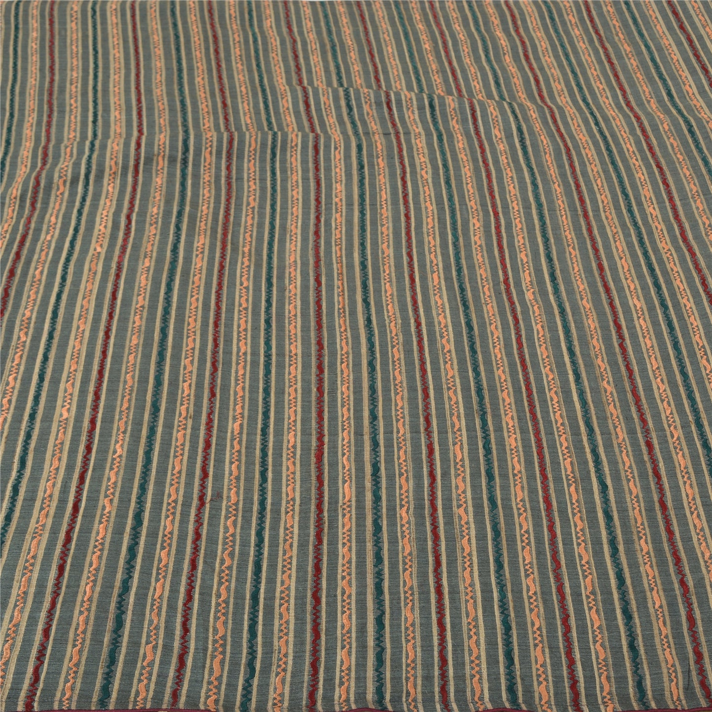 Sanskriti Vintage Elfenbens Sarees Ren Håndvævet Silke Broderet Vævet Sari Bæredygtigt Stof