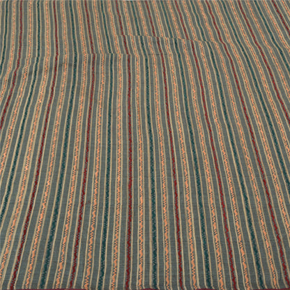 Sanskriti Vintage Elfenbens Sarees Ren Håndvævet Silke Broderet Vævet Sari Bæredygtigt Stof