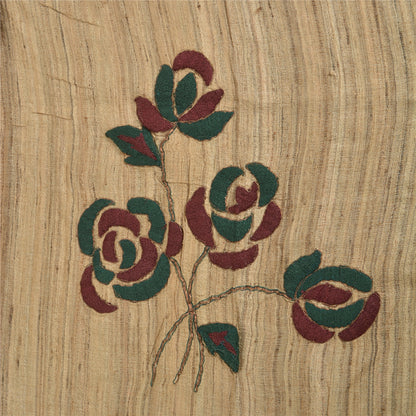 Sanskriti Vintage Elfenbens Sarees Ren Håndvævet Silke Broderet Vævet Sari Bæredygtigt Stof