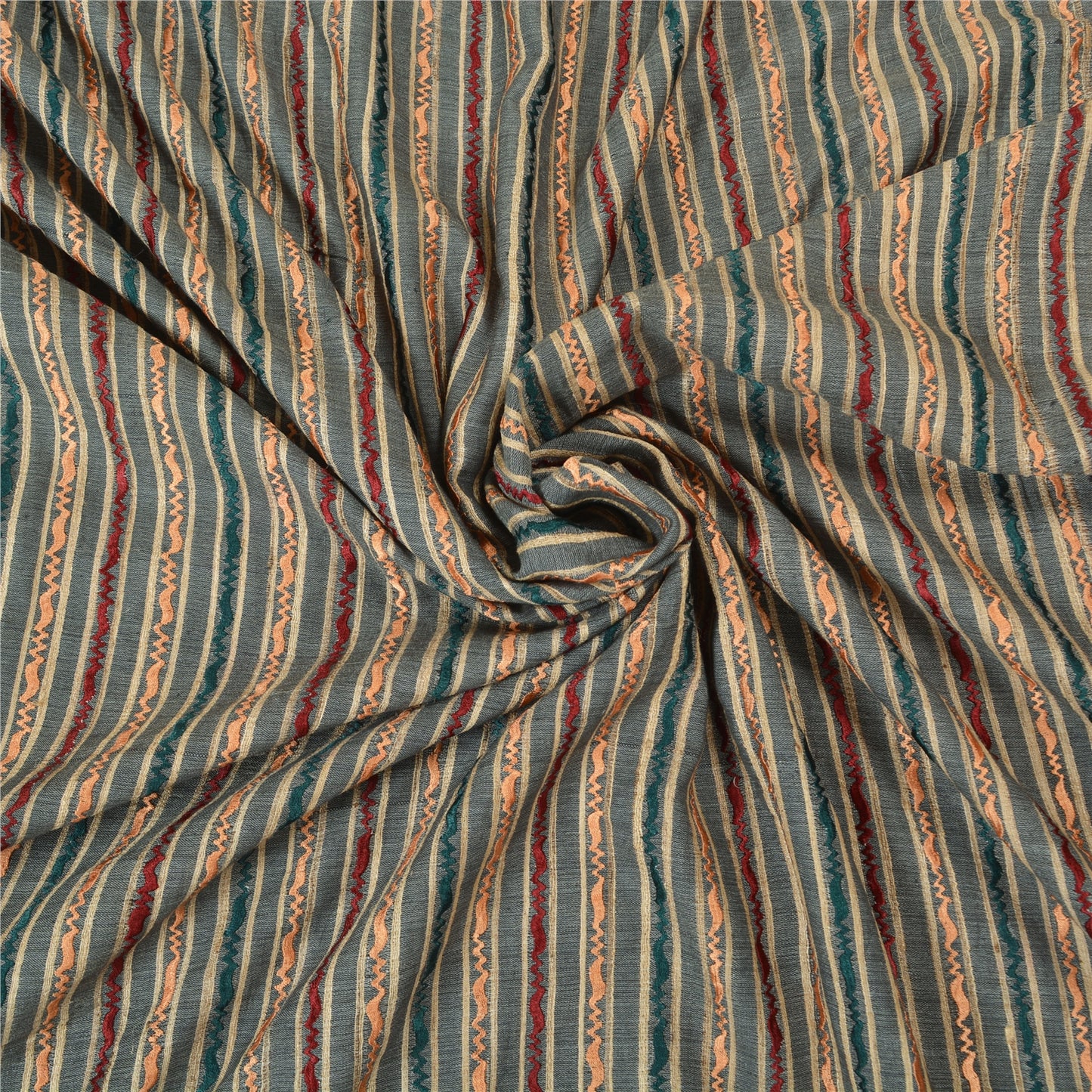 Sanskriti Vintage Elfenbens Sarees Ren Håndvævet Silke Broderet Vævet Sari Bæredygtigt Stof