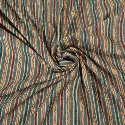 Sanskriti Vintage Elfenbens Sarees Ren Håndvævet Silke Broderet Vævet Sari Bæredygtigt Stof