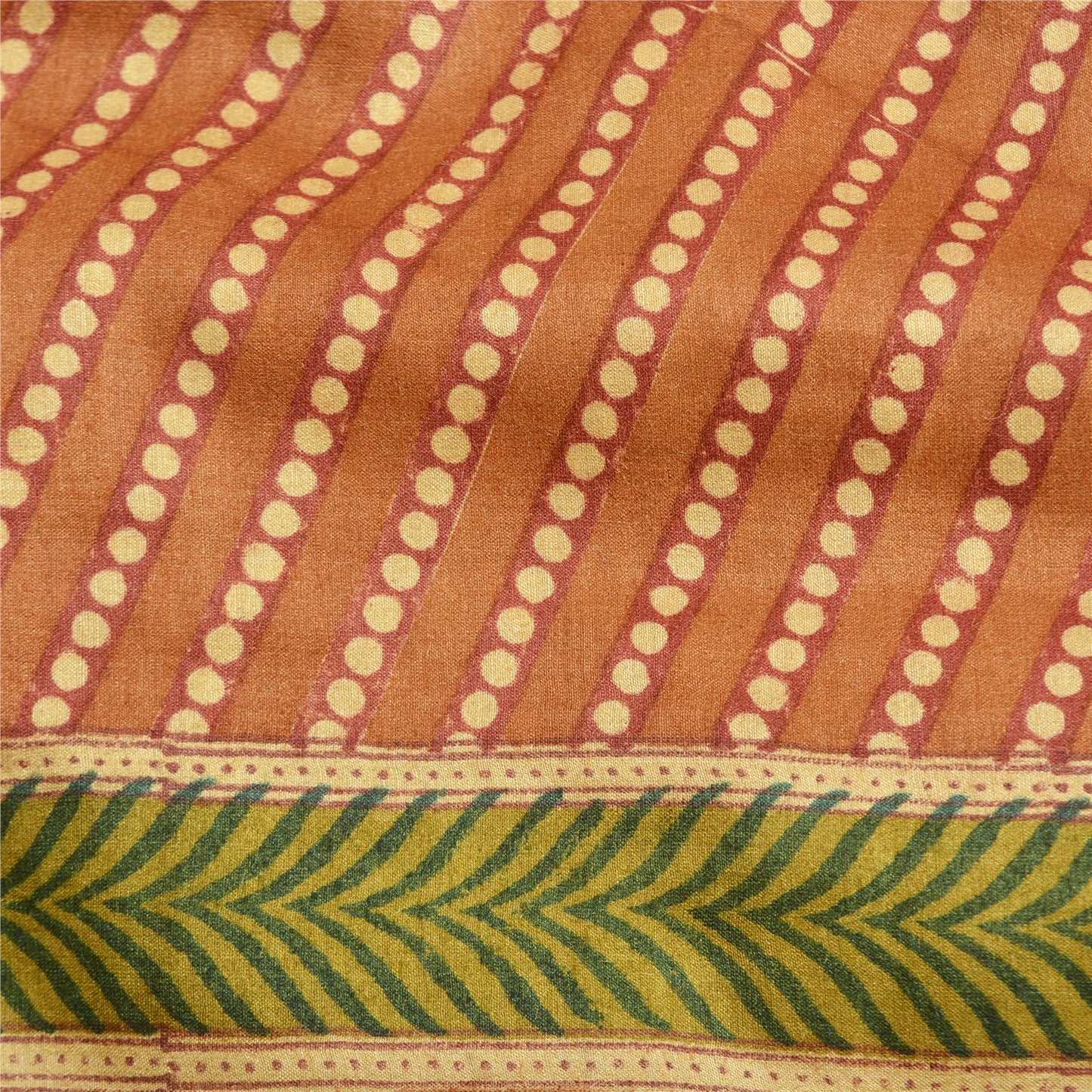 Sanskriti Vintage Brown Indian Sarees 100% Pure Silk Printed Sari 5 Yard Sustainable Fabric