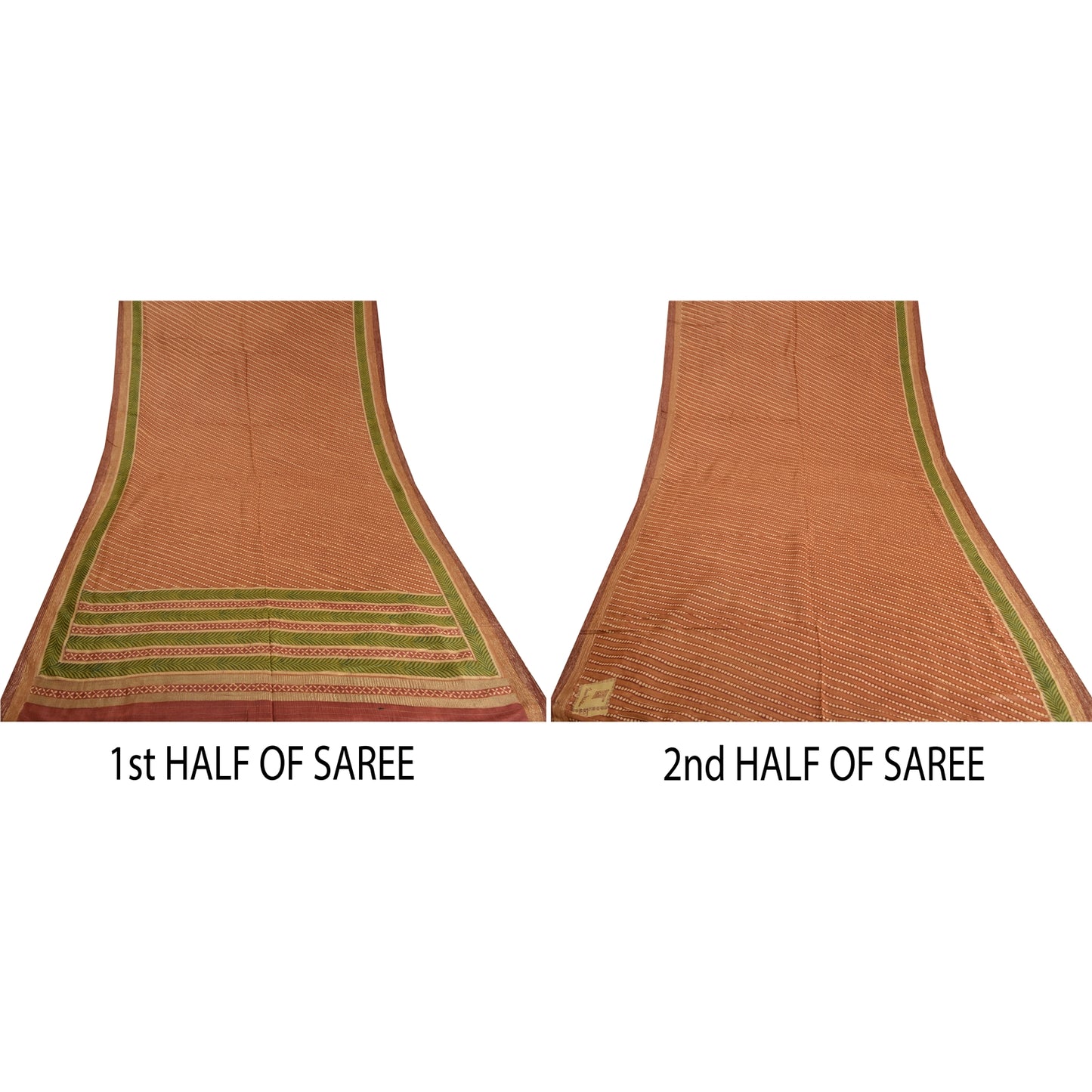 Sanskriti Vintage Brown Indian Sarees 100% Pure Silk Printed Sari 5 Yard Sustainable Fabric